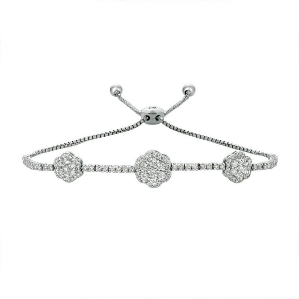 1.75 Carat Diamond Bolo Flower Bracelet